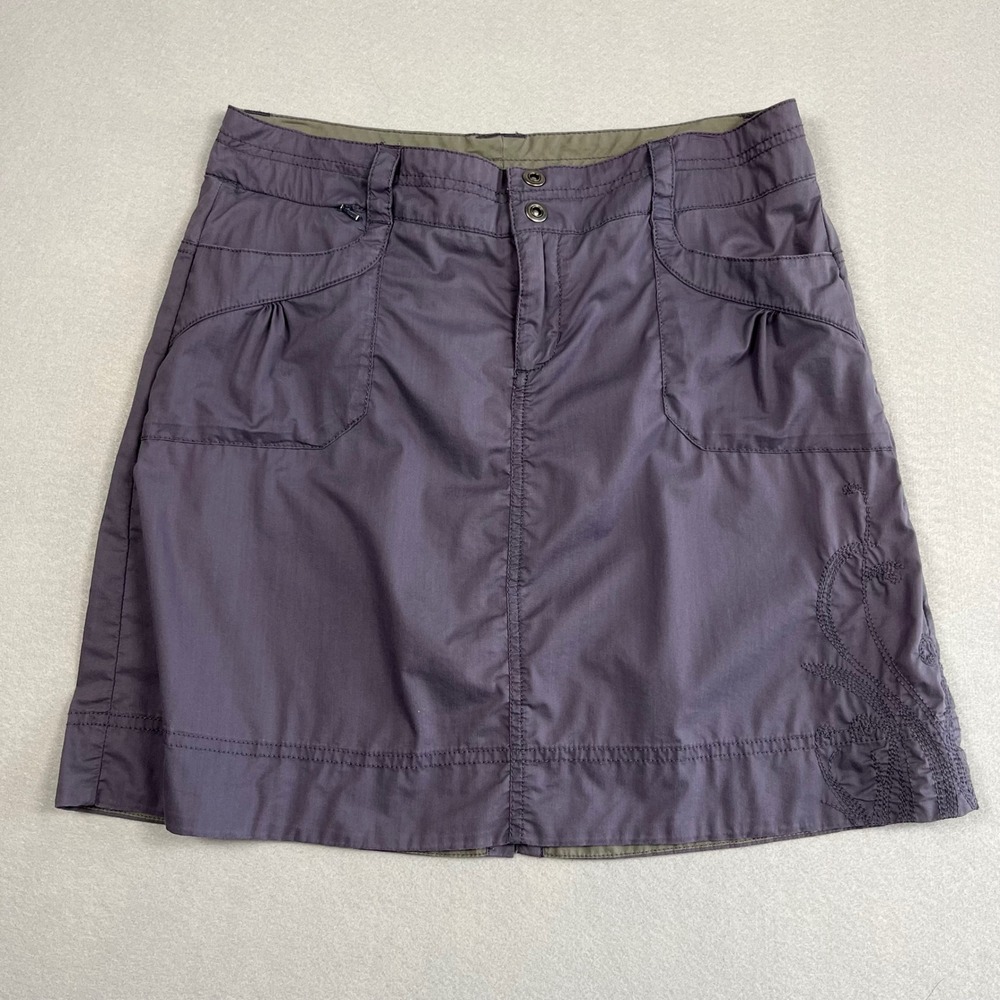 REI Womens Hiking Skirt Embroidered Purple Sz 8 Outdoor Trail Gorpcore Stretch
